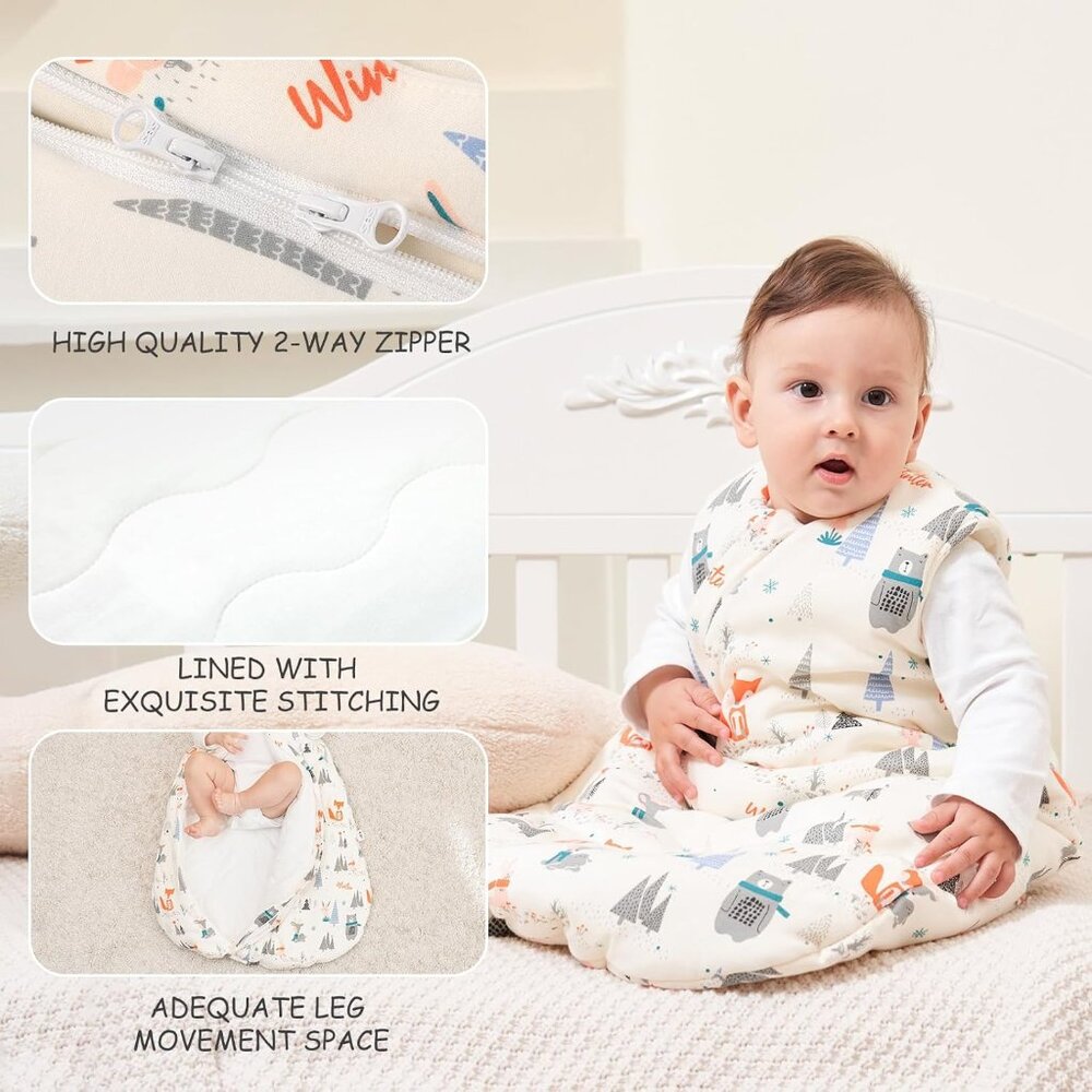 Looxii Baby Sleep Sack XL, 18-24 Months Quilted Wearable Blanket w/ 2-Way Zipper